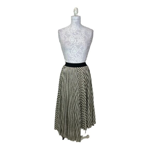 Maje Jungla Striped Lurex Asymmetrical Hem Midi Skirt Women 8 Maje 38 NWT - Picture 8 of 10